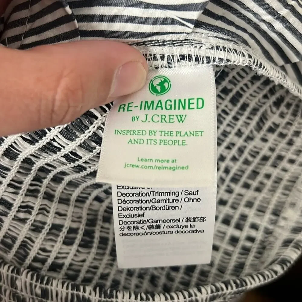 NWT J. Crew Puff-sleeve organic cotton cropped top in stripe Size Small
